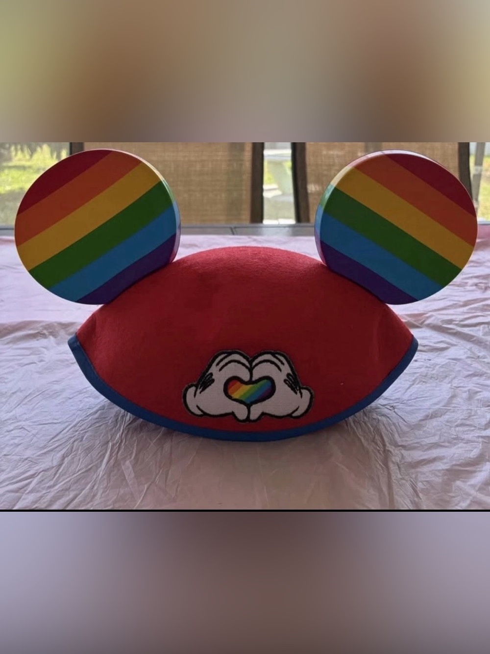 Disney Adult Kids Rainbow Mickey Ears Hat Red Lightweight NWT Sz OSFM